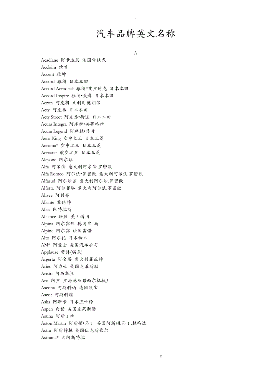 汽车品牌英文名称_第1页