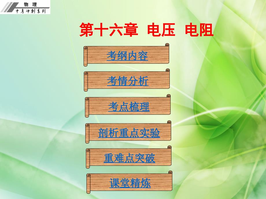 中考冲刺人教版初中物理中考复习课件第十六章电压电阻_第1页