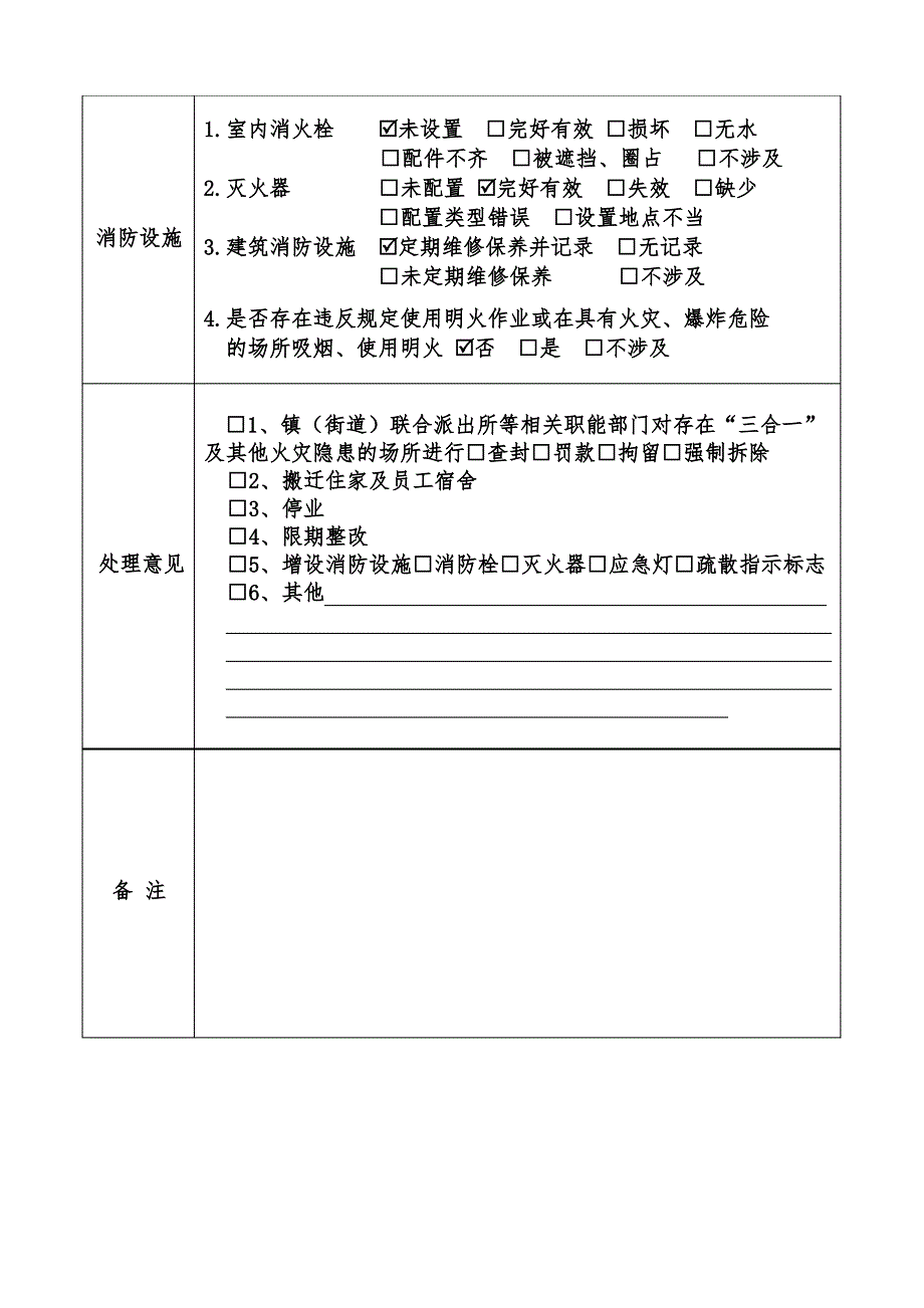 XX市“三合一”场所检查记录表_第2页