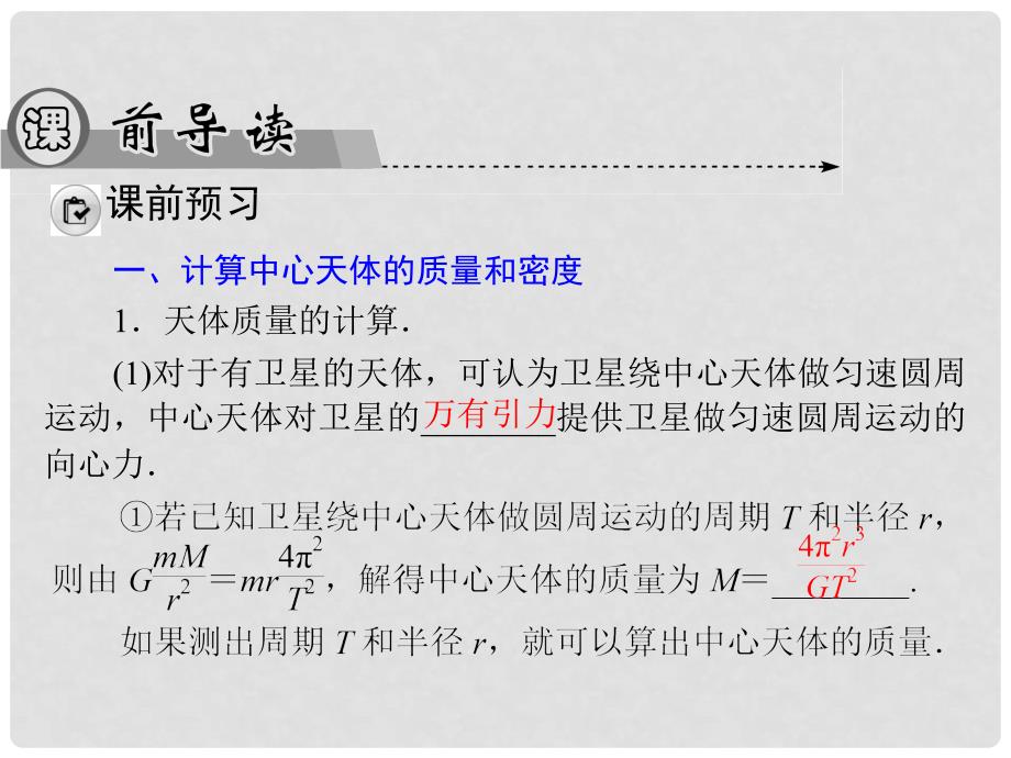 高中物理（情景切入+课前导读+问题探究+知能演练）第6章 第4节 万有引力理论的成就 新人教版必修2_第4页