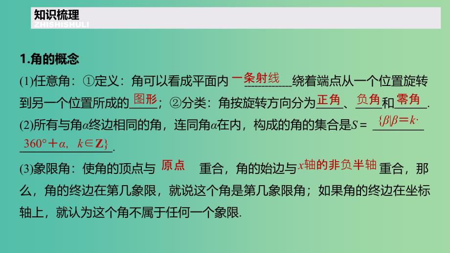 （浙江专用）2020版高考数学新增分大一轮复习 第五章 三角函数、解三角形 5.1 任意角、弧度制及任意角的三角函数课件.ppt_第4页