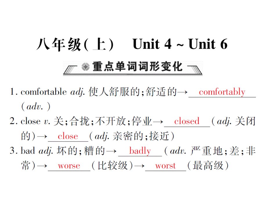 中考英语复习-第一轮-教材回顾-八上-Unit-4Unit-6课件_第1页