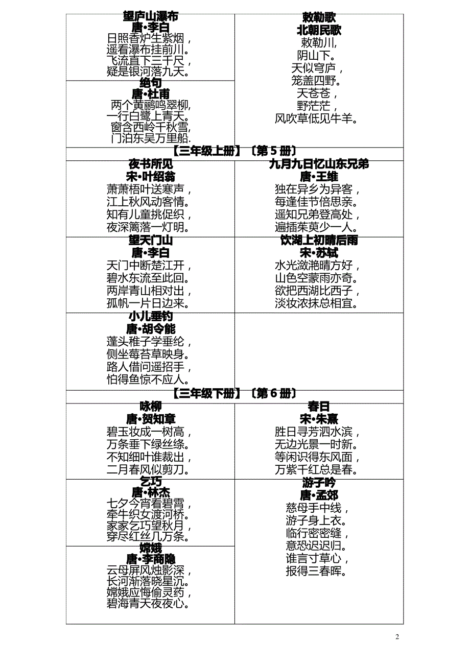 人教版小学语文古诗词全集(复习版)_第2页