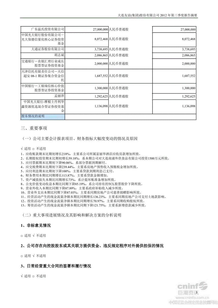 大连友谊：第三季度报告正文_第3页