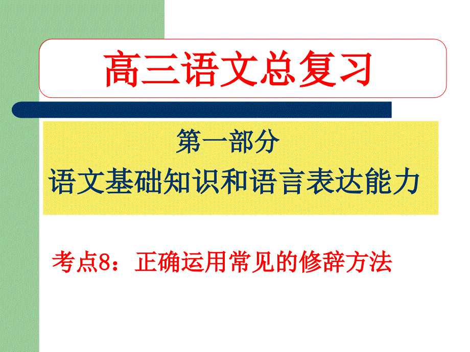 2011届高考语文总复习PPT课件—正确运用常见的修辞方法_第1页