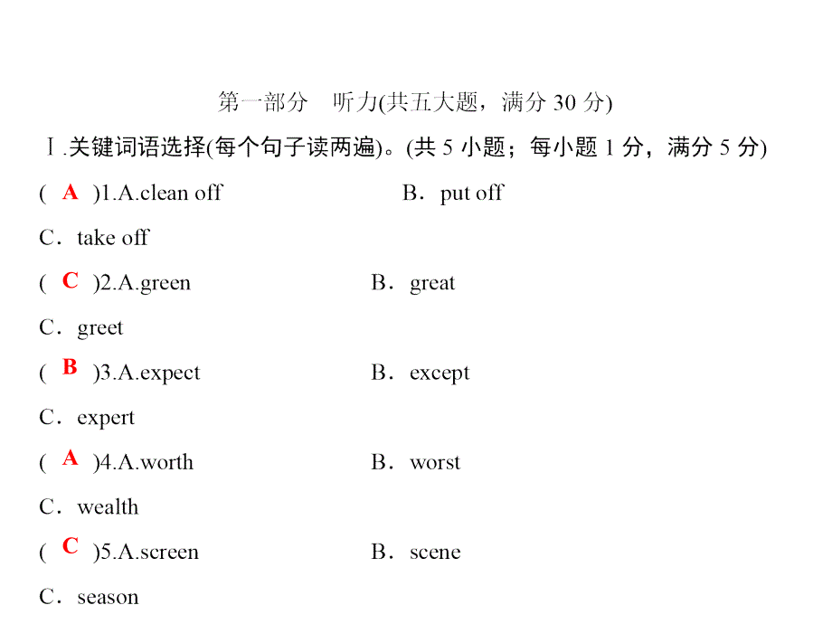 九年级人教版英语上册课件第十一套综合测试题_第1页