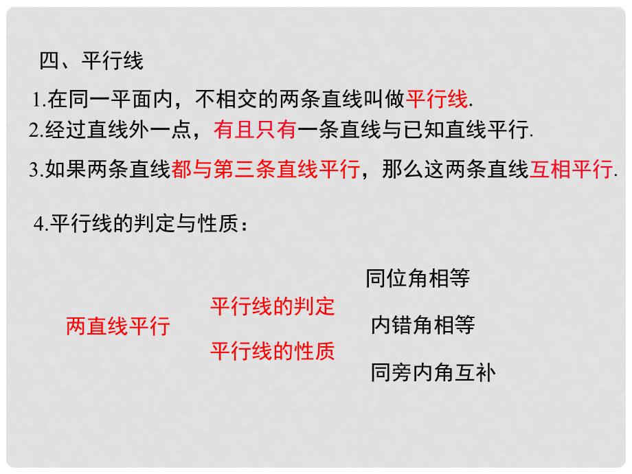 七年级数学下册 4 相交线与平行线小结与复习教学课件 （新版）湘教版_第4页