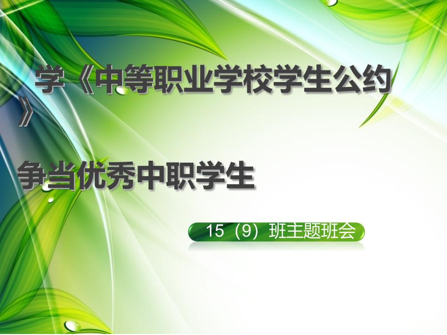 《中等职业学校学生公约》主题班会课件_第1页