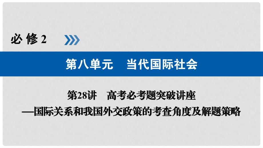 高考政治一轮复习 第八单元 当代国际社会 第28讲 高考必考题突破讲座国际关系和我国外交政策的考查角度及解题策略课件_第1页