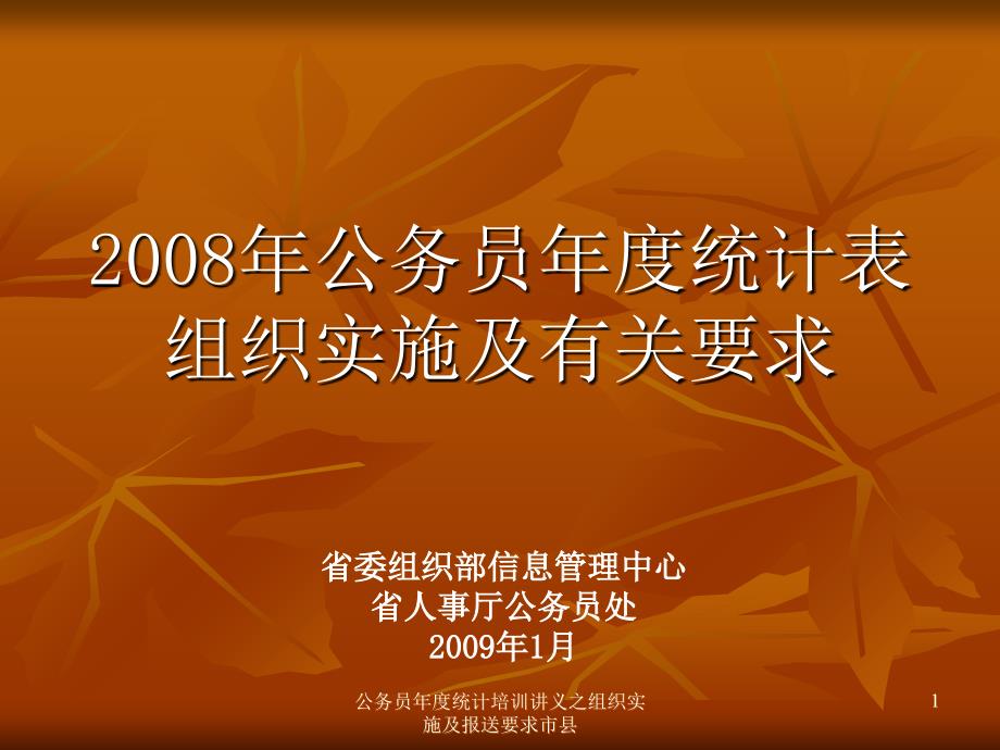 公务员统计培训讲义之组织实施及报送要求市县课件_第1页