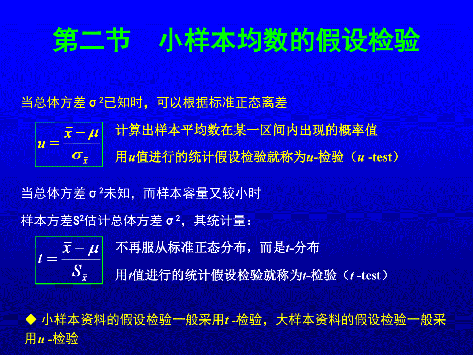 第二节小样本均数的假设检验_第1页