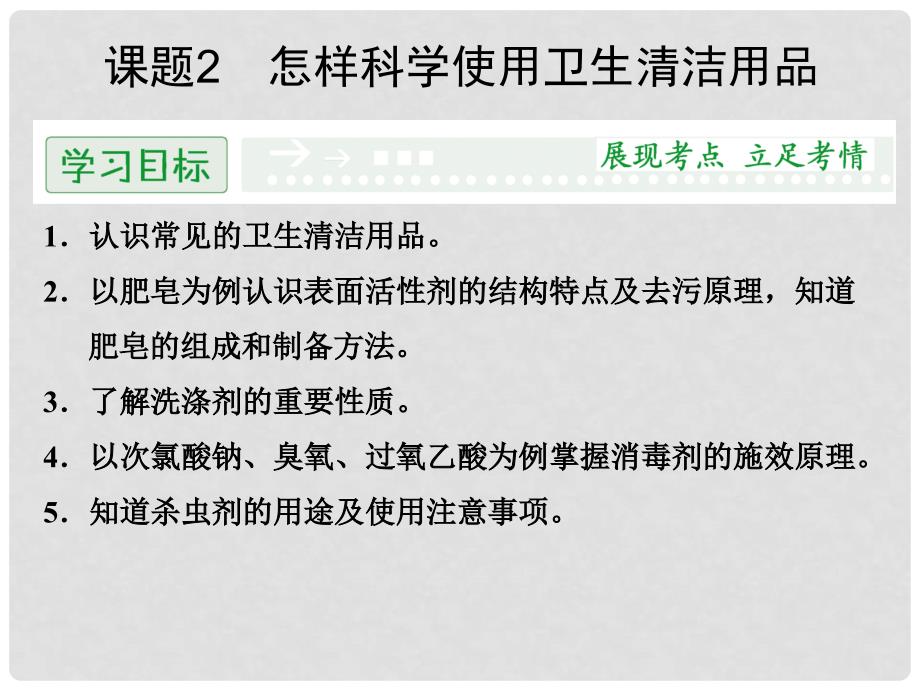 高中化学 52 怎样科学使用卫生清洁用品同步课件 鲁科版选修1_第1页