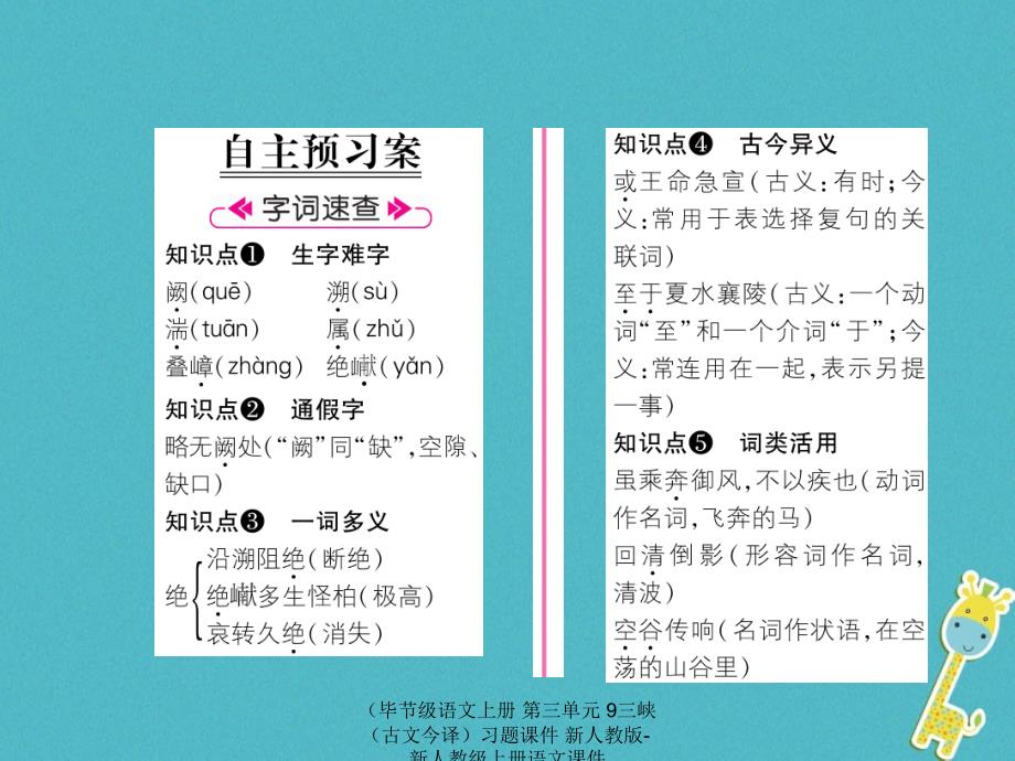 语文上册第三单元9三峡古文今译习题课件_第2页