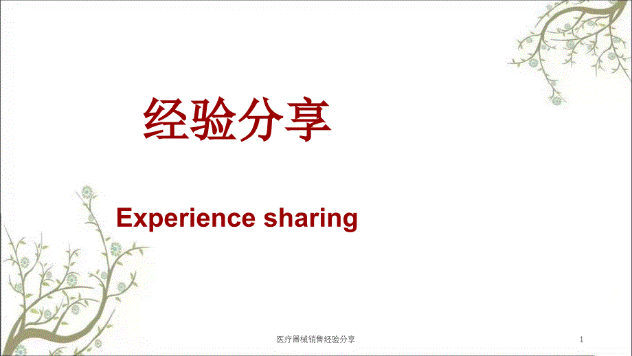 医疗器械销售经验分享课件_第1页