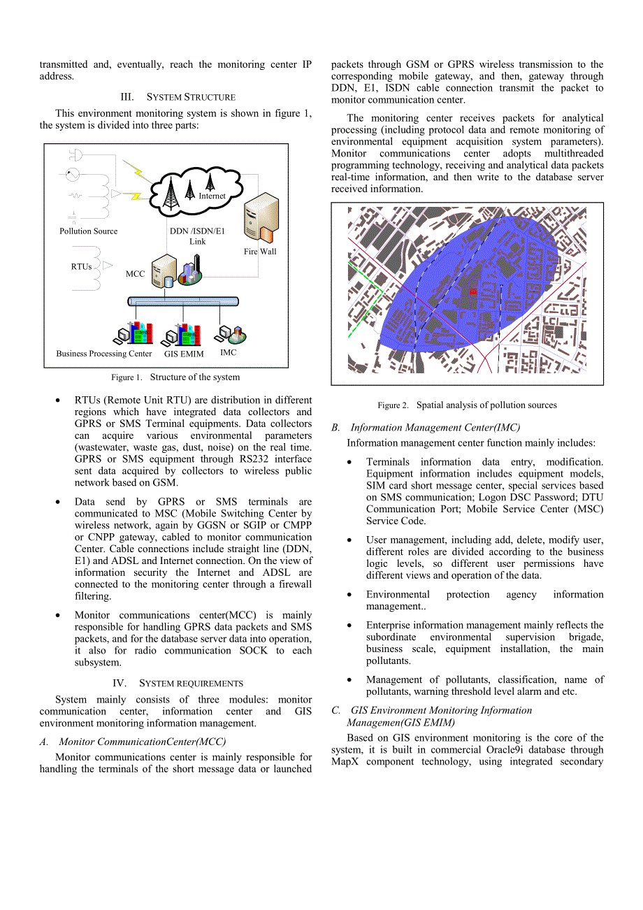 外文翻译--Environmental Monitoring System Based on GIS and Wireless Communications_第2页