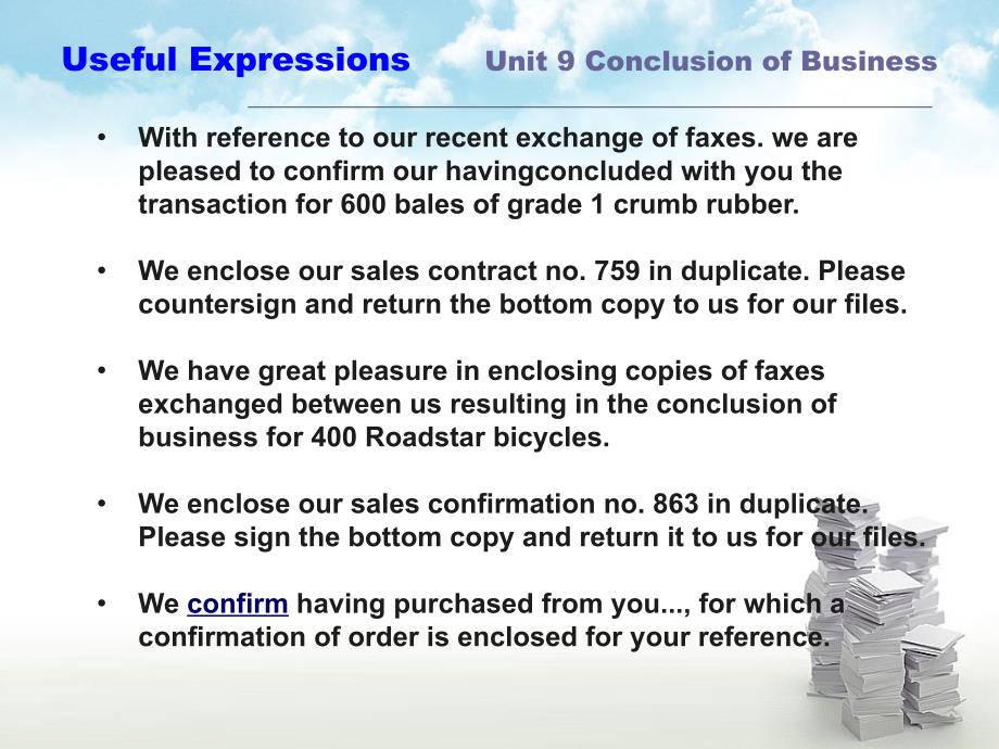 商务语函电实训unit 9 Conclusion of Business_第2页