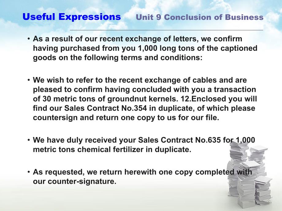 商务语函电实训unit 9 Conclusion of Business_第4页