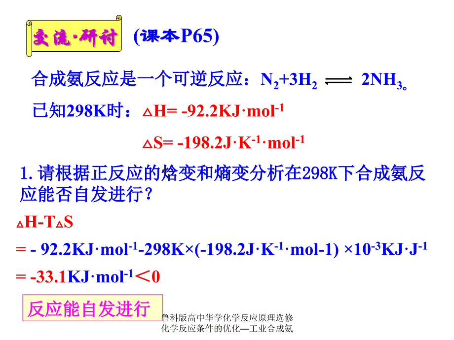 鲁科版高中华学化学反应原理选修化学反应条件的优化工业合成氨课件_第4页