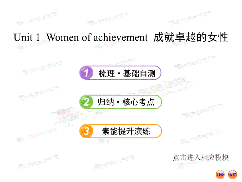 人教山东英语复习方略课件必修4Unit1Womenofachievement_第1页