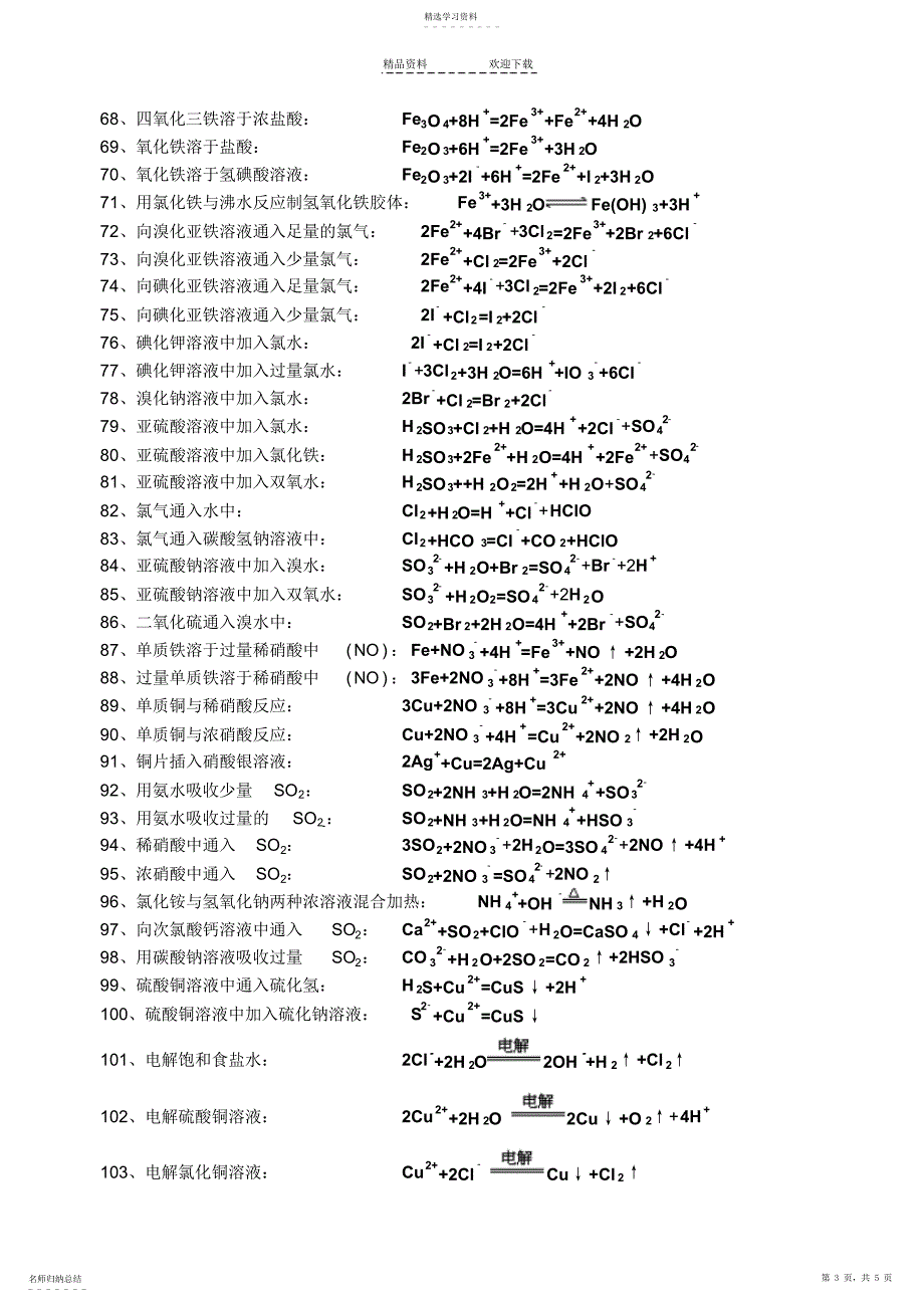 2022年离子方程式书写练习汇总_第3页