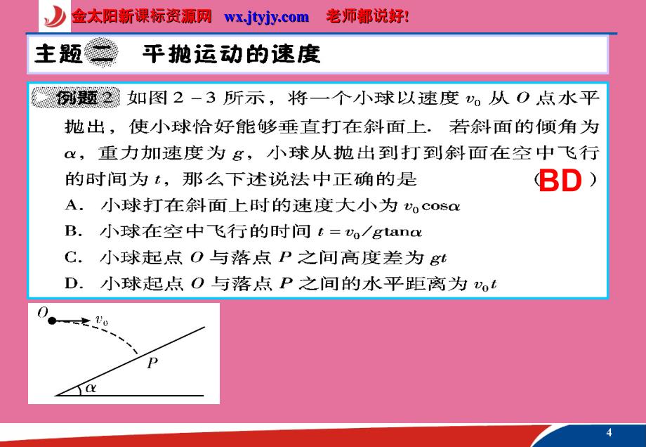 高考物理第二轮总复习第四章曲线运动第2课时平抛运动ppt课件_第4页