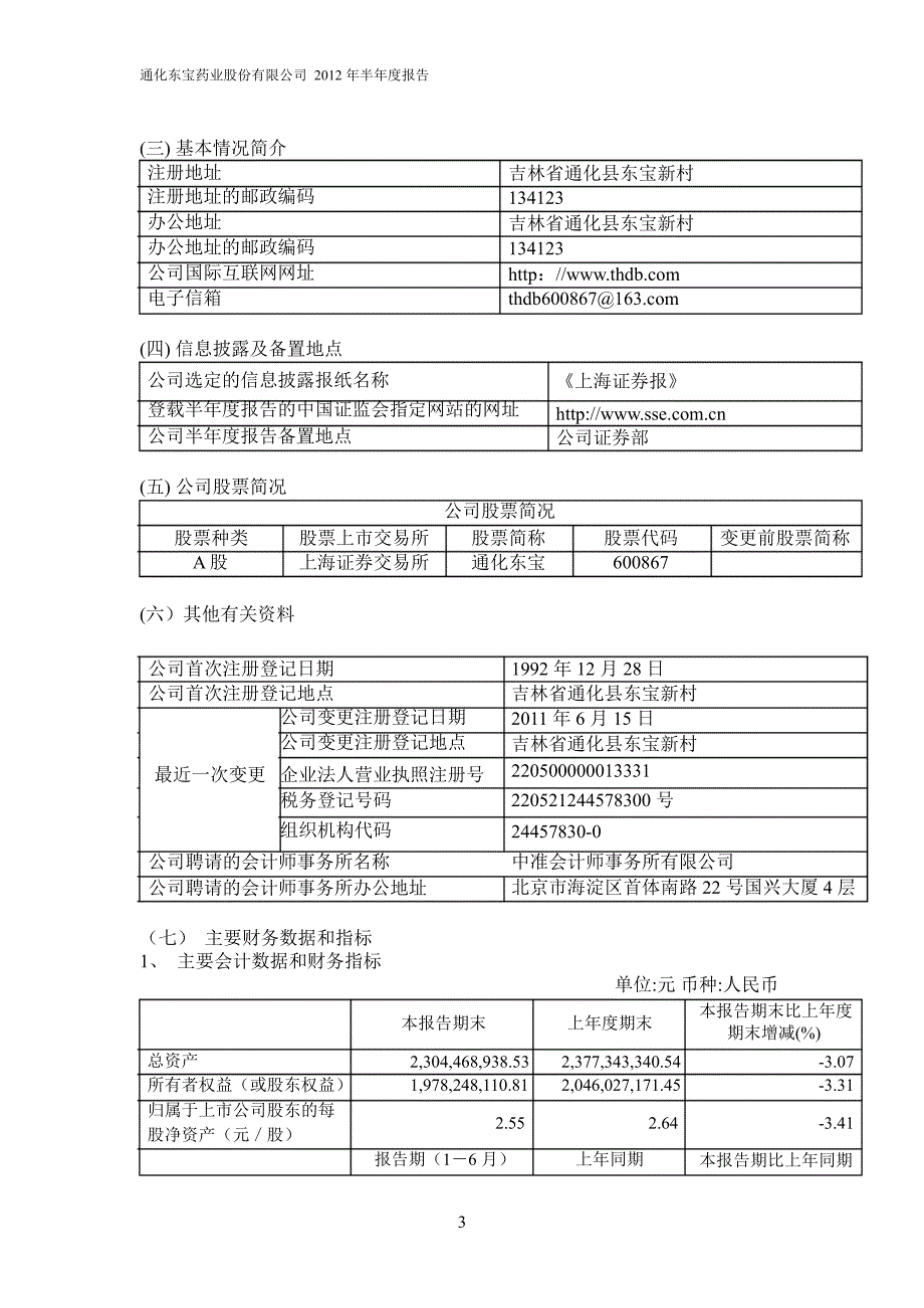 600867 通化东宝半年报_第4页