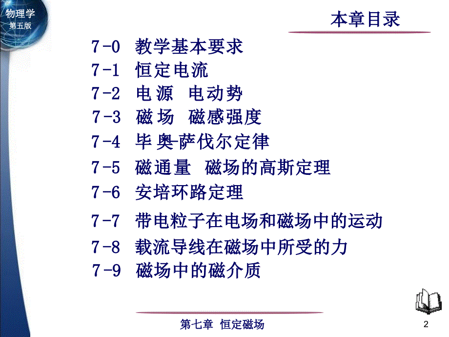 大学物理第07章 恒定磁场第七章 恒定磁场_第2页