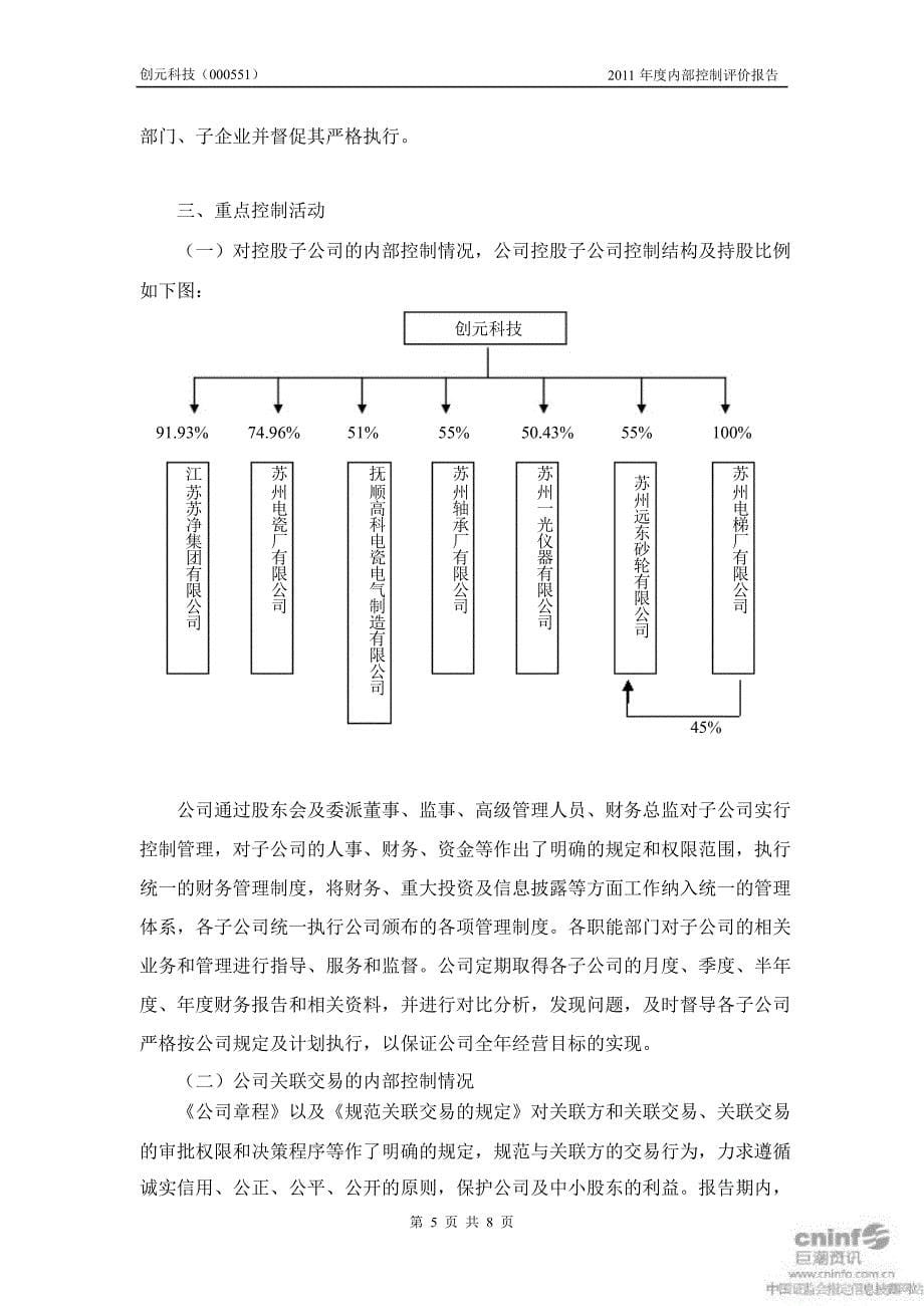 创元科技：内部控制自我评价报告_第5页