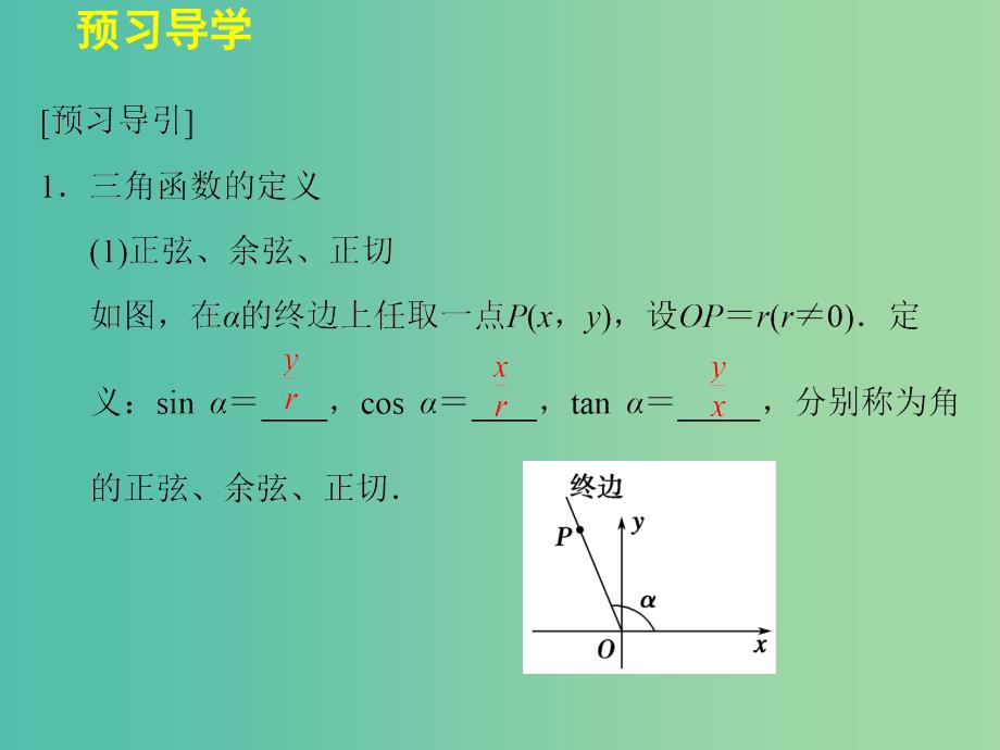 高中数学 3.2.1任意角的三角函数的定义(一)课件 湘教版必修2.ppt_第4页