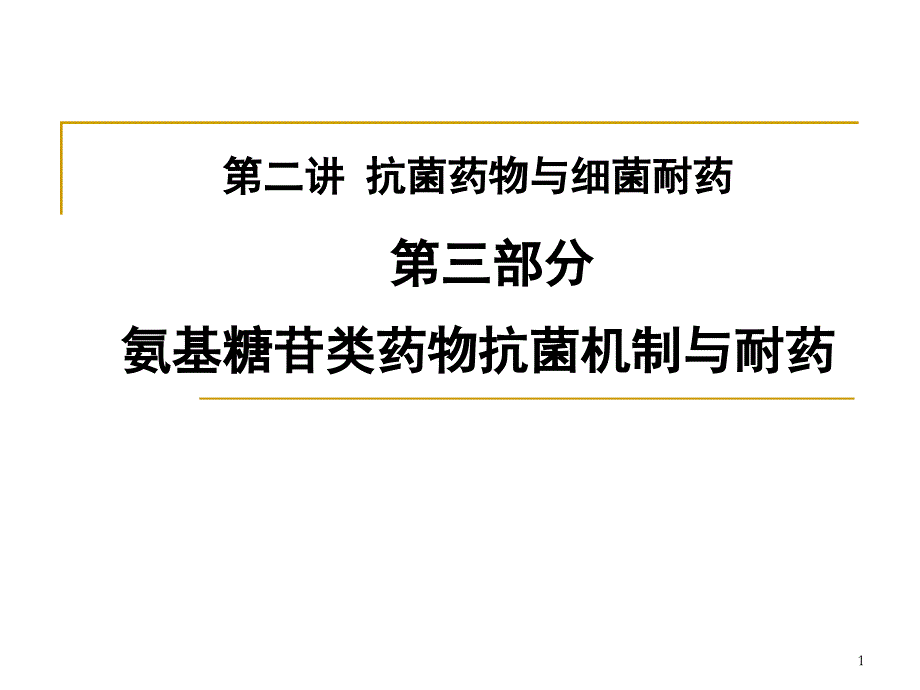 微生物耐药基础与临床：第二讲3 氨基糖苷类药物的作用机制与耐药_第1页