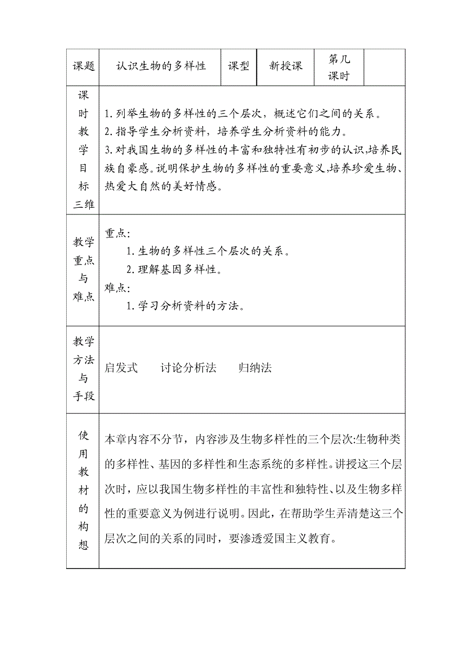 认识生物多样性教案_第1页