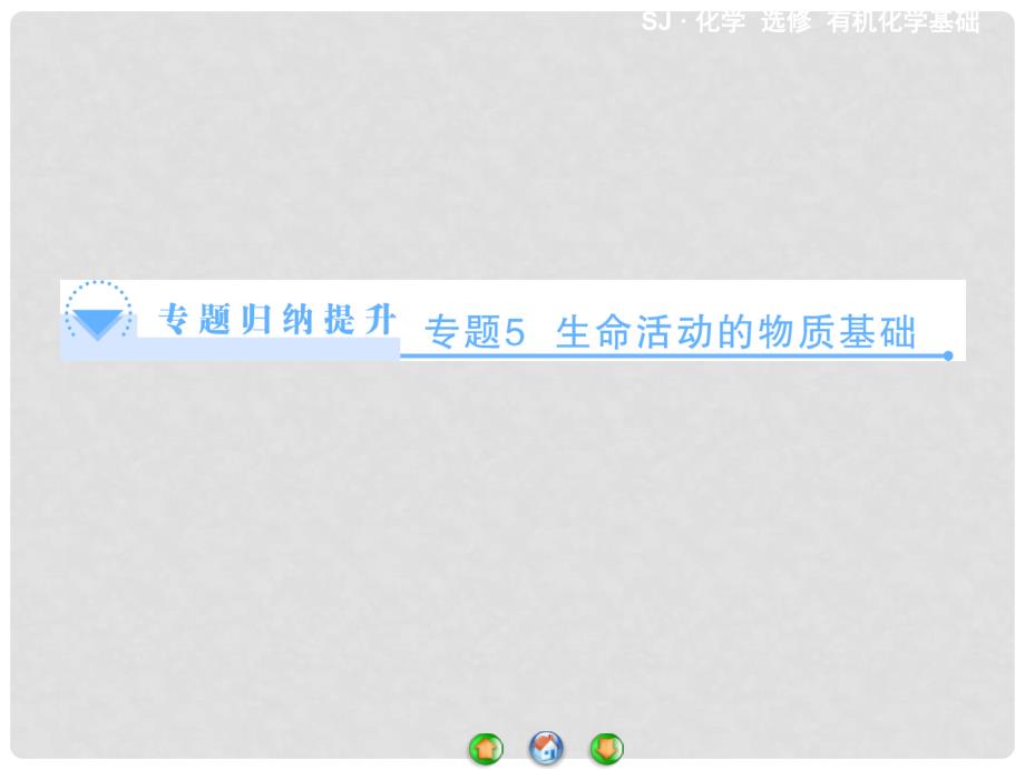 高中化学 专题5 生命活动的物质基础专题归纳提升课件 苏教版选修5_第1页