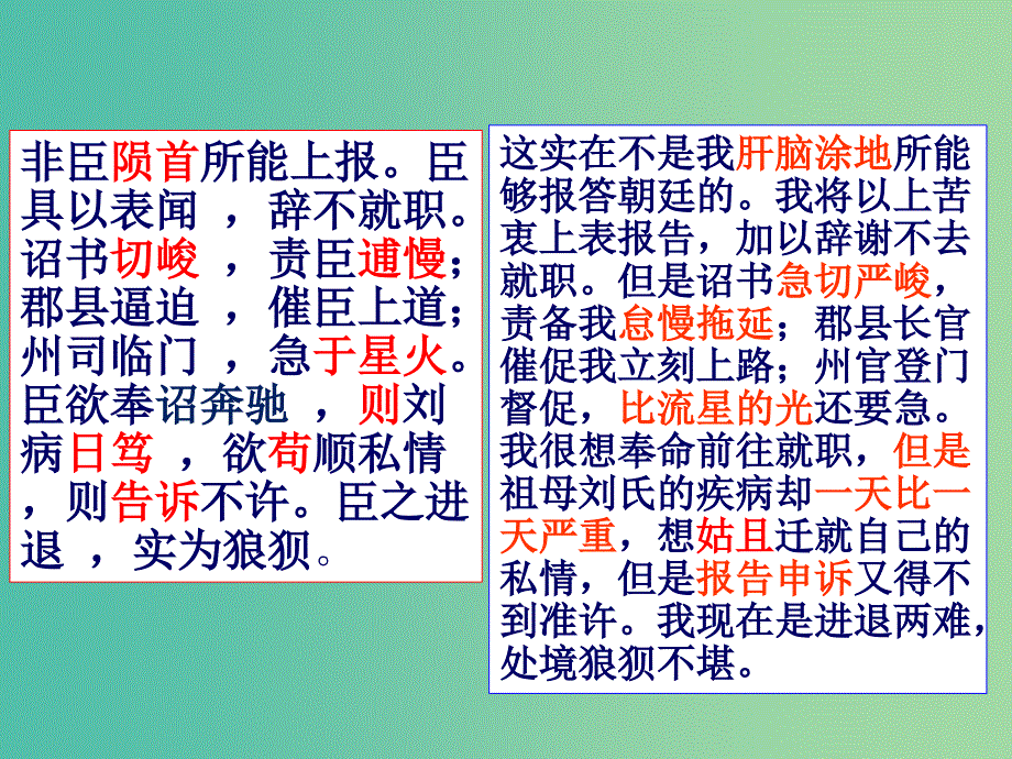 高中语文 第七课 陈情表 第二课时课件 新人教版必修5.ppt_第4页