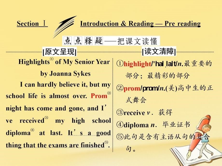 2017-2018学年高中英语 Module 2 Highlights of My Senior Year Section Ⅰ Introduction &amp;amp; Reading-Pre-reading课件 外研版选修7_第5页