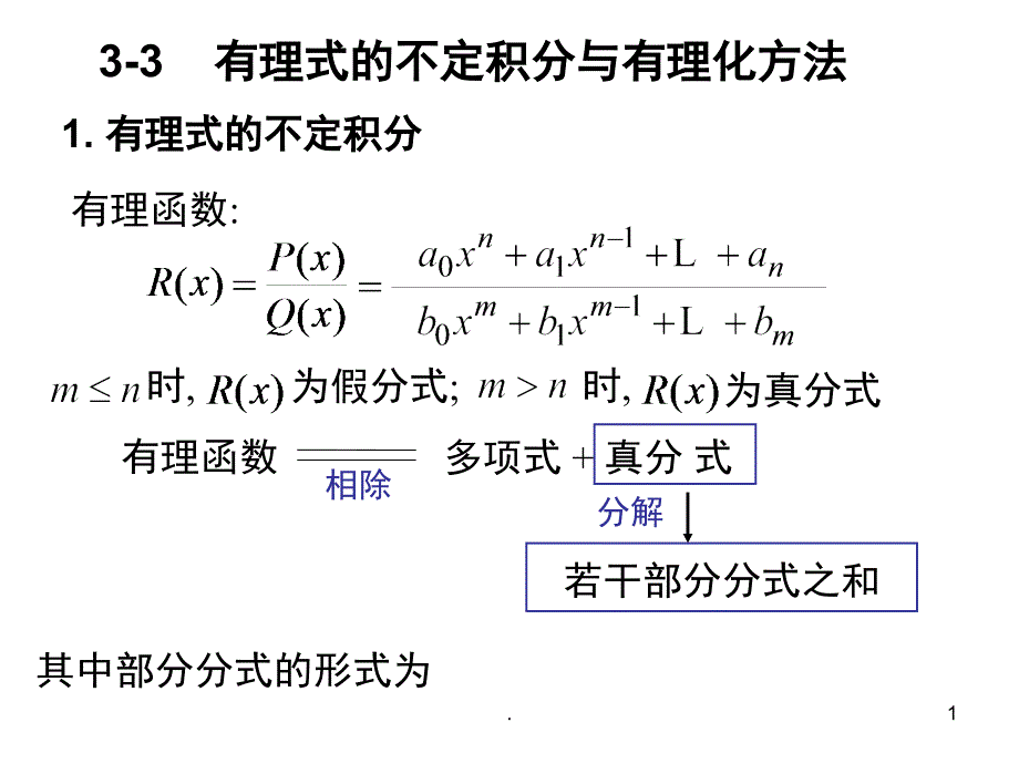 高等数学有理式的不定积分方法课堂PPT_第1页