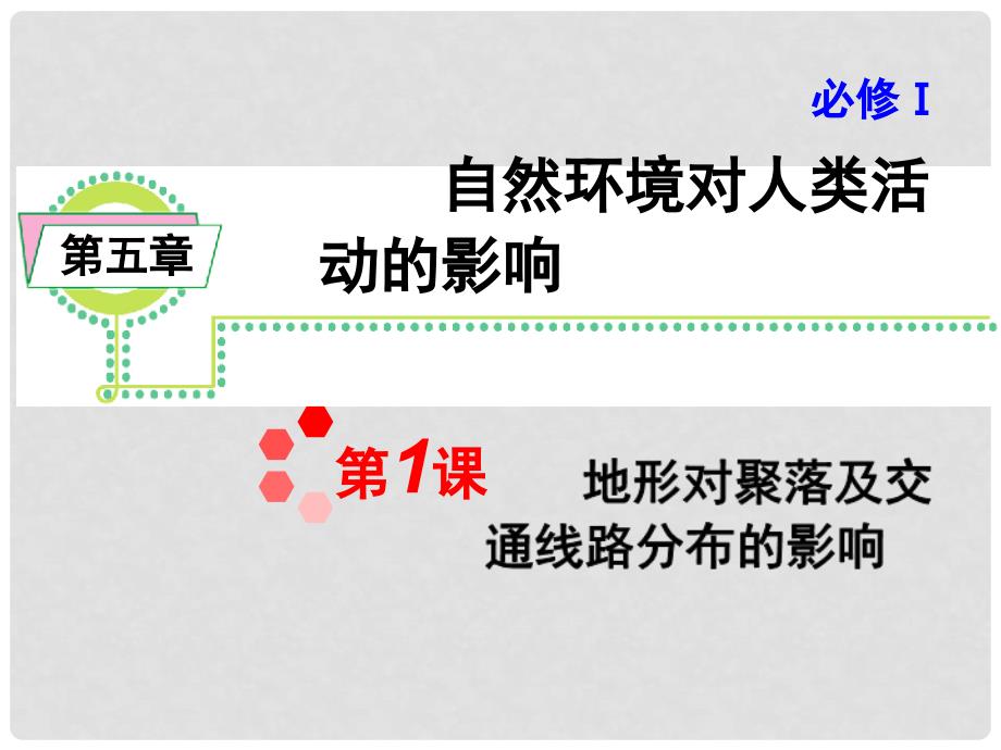 高考地理一轮总复习 第5章 第1课 地形对聚落及交通线路分布的影响课件 新人教版必修1_第1页