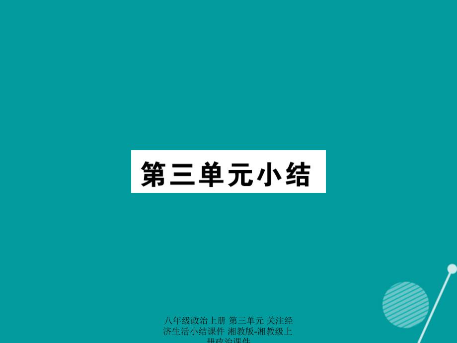 最新八年级政治上册第三单元关注经济生活小结课件湘教版湘教级上册政治课件_第1页