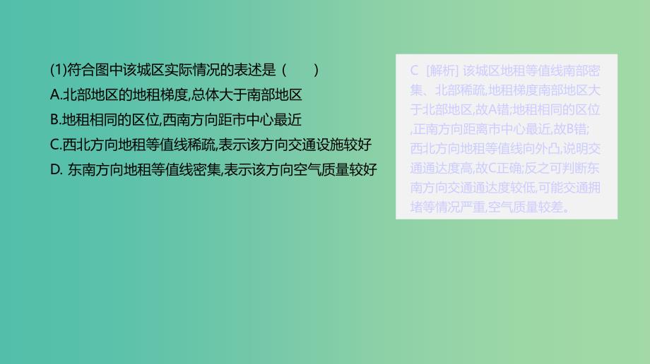 2019年高考地理一轮复习 典图判读14 地租（地价）分布图的判读课件 新人教版.ppt_第3页