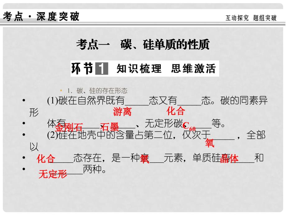 高考化学一轮总复习 第四章 课时1 碳、硅及其化合物课件_第2页