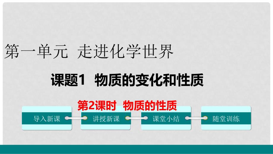 九年级化学上册 第一单元 走进化学世界 课题1 物质的变化和性质 第2课时 物质的性质教学课件 （新版）新人教版_第1页