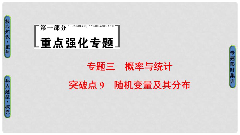 高考数学二轮专题复习与策略 第1部分 专题3 概率与统计 突破点9 随机变量及其分布课件 理_第1页