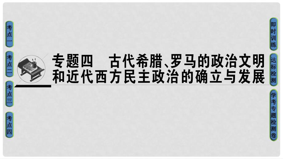 高考历史一轮复习 专题4 古代希腊、罗马的政治文明和近代西方民主政治的确立与发展课件 必修1_第1页