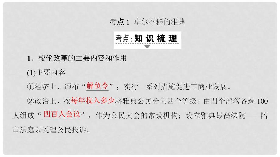 高考历史一轮复习 专题4 古代希腊、罗马的政治文明和近代西方民主政治的确立与发展课件 必修1_第3页