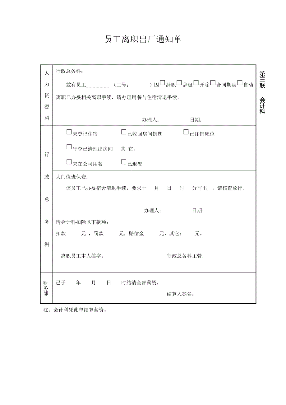 企业员工离职出厂通知单_第4页