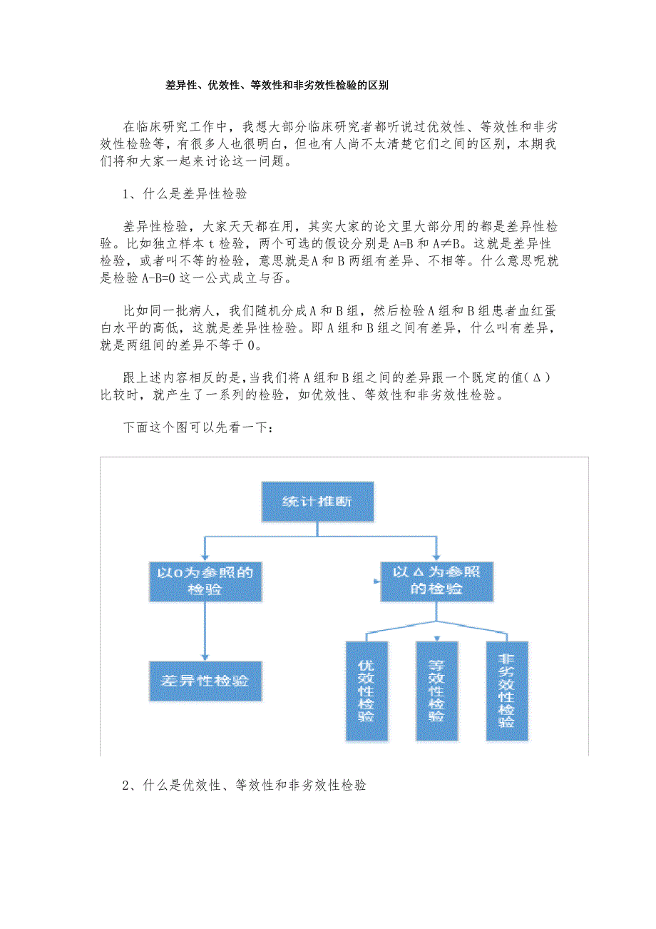 差异性、优效性、等效性和非劣效性检验的区别_第1页