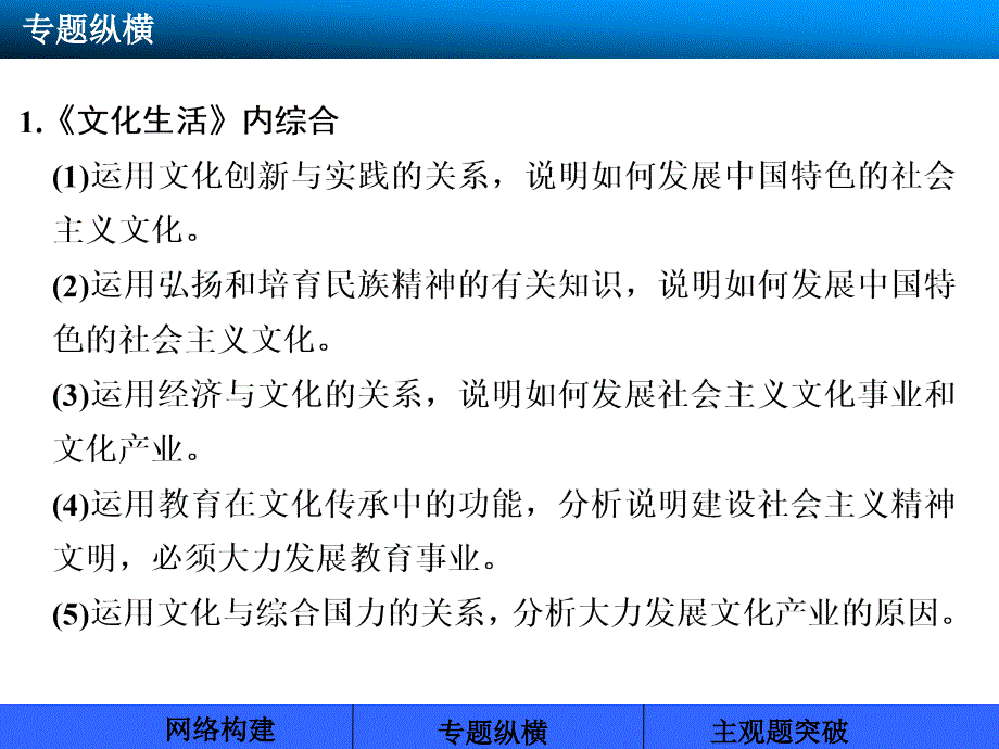 高三政治一轮复习课件：第四单元发展中国特色社会主义文化单元综合提升(新人教必修3)_第3页