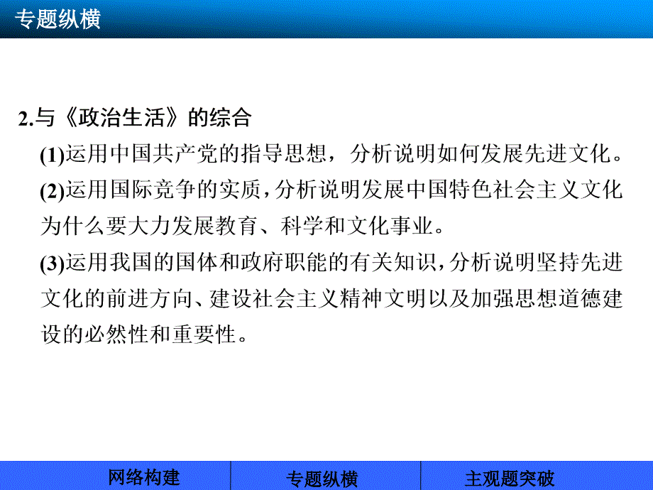 高三政治一轮复习课件：第四单元发展中国特色社会主义文化单元综合提升(新人教必修3)_第4页