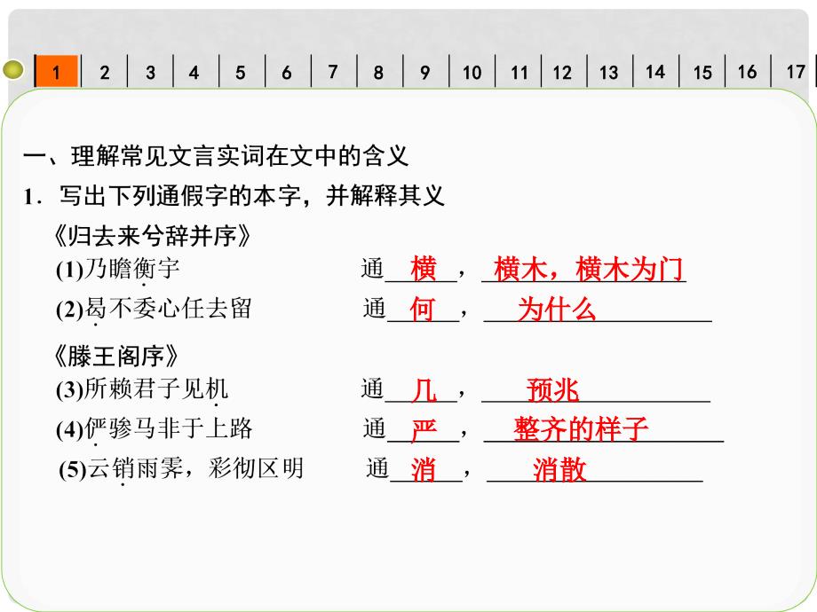 高考语文一轮复习 教材文言文考点化复习课件 新人教版必修5_第1页