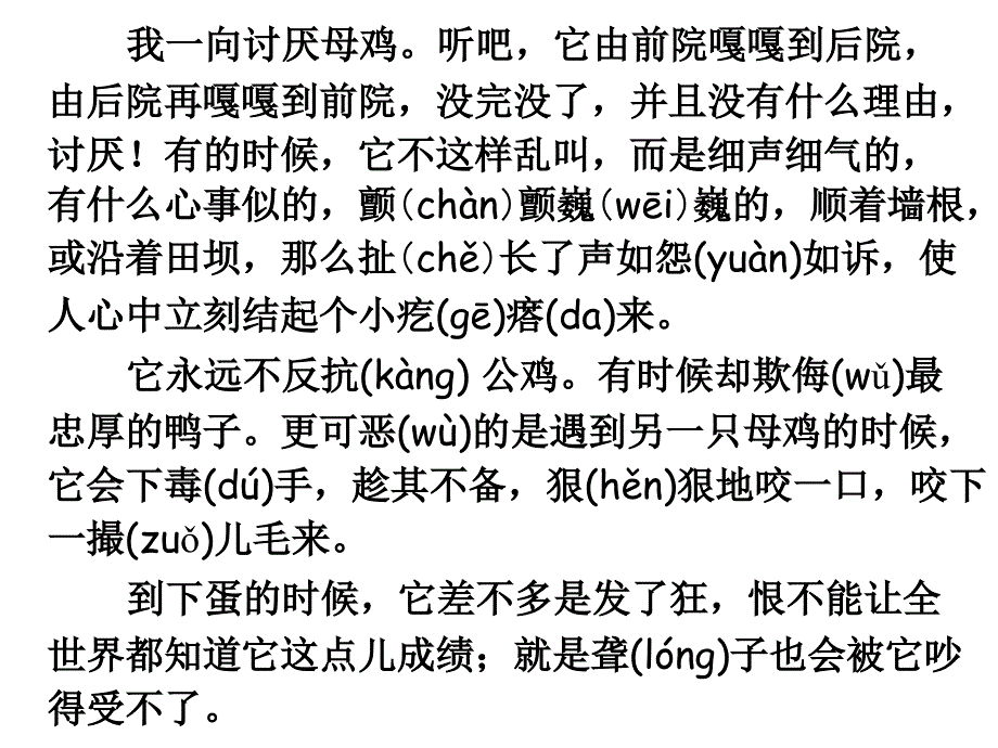 人教新课标四上《母鸡》PPT课件1_第4页