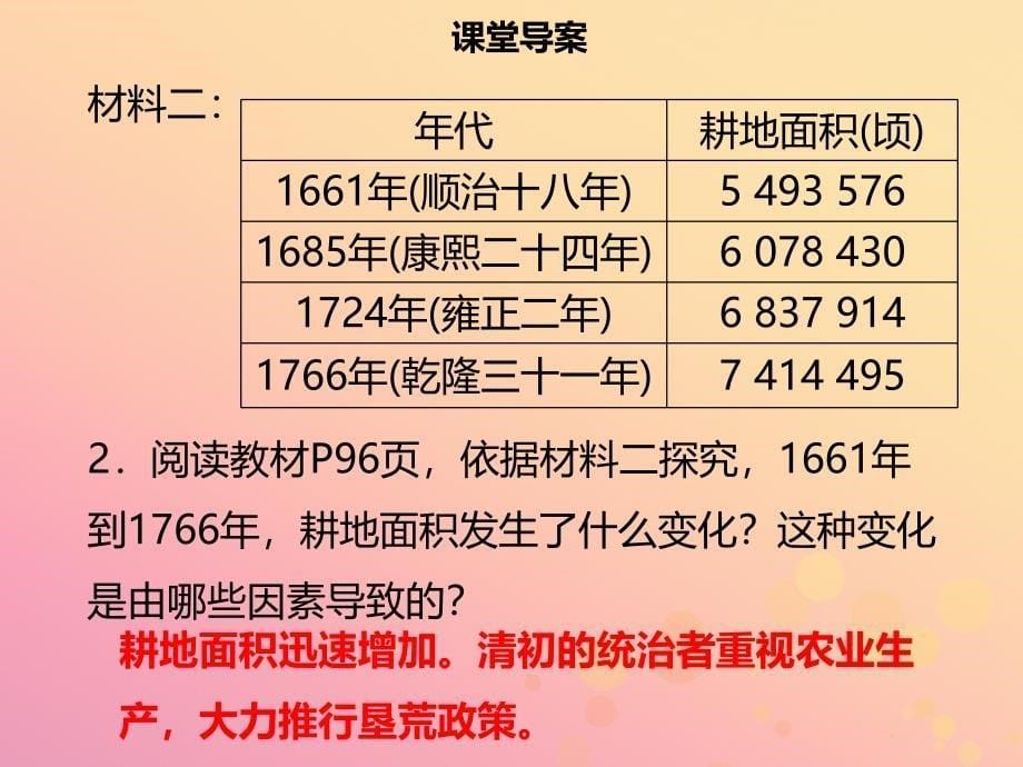 七年级历史下册第三单元统一多民族国家的巩固与发展第19课清朝前期社会经济的发展导学课件新人教版_第5页